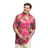 Verkleed feest blouse/overhemd flamingo - roze - Hawaii - Tropisch