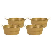 Teil/emmer/plantenpot - 4x - zink - oud goud - D19 x H9 cm