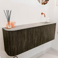 Toiletmeubel Mondiaz Joya Dlux | 111.6 cm | Meubelkleur Shadow | Faye wastafel Glace Wasbak Rechts | Zonder kraangat(en)