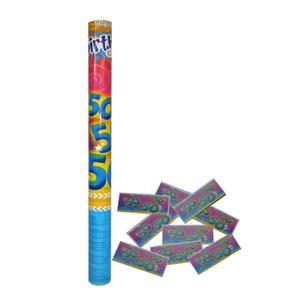 Party popper/confetti shooter - verjaardag 50 jaar - papier - multi kleuren - 59 cm