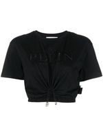 Philipp Plein t-shirt crop à logo brodé - Noir - thumbnail