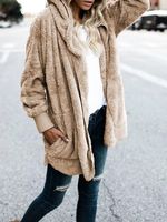 Hoodie Casual Batwing Reversible Shift Fluffy Coat - thumbnail