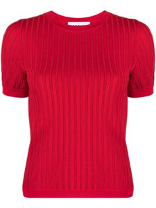 Moschino stripe-embroidered ribbed-knit top - Rouge