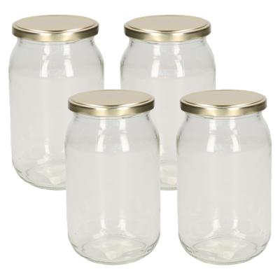 Weckpot - 4x stuks - 900 ml - inmaakpot met schroefdeksel - glas - D13 x H18 cm