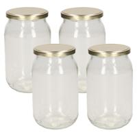 Weckpot - 4x stuks - 900 ml - inmaakpot met schroefdeksel - glas - D13 x H18 cm