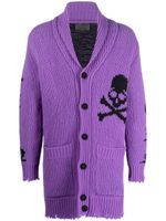 Philipp Plein cardigan à logo en intarsia - Violet - thumbnail