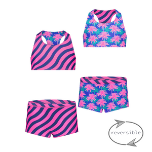 Just Beach Meisjes reversibel bikini - Wave roze kobalt