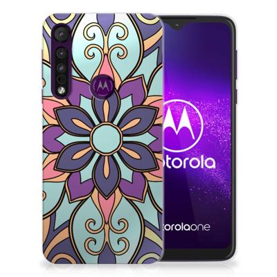 Motorola One Macro | TPU Case | Purple Flower