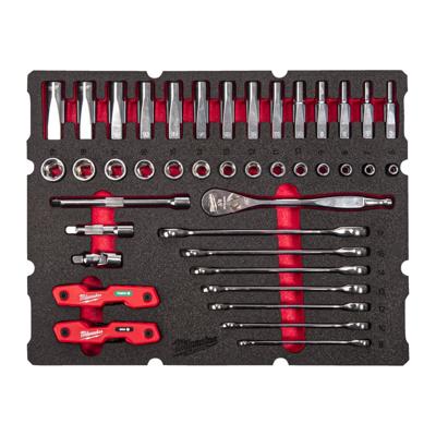Milwaukee Foam inlay geschikt voor alle PACKOUT™ gereedschapskoffers met lades met (ringratel)steeksleutels | 55-delig - 4932493640