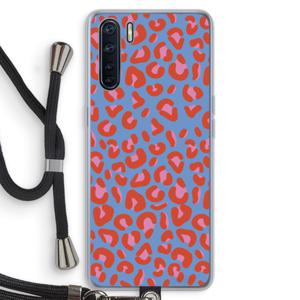 Leopard blue: Oppo A91 Transparant Hoesje met koord