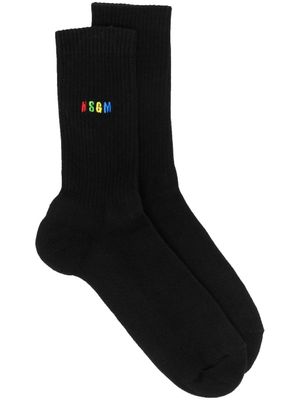 MSGM chaussettes à logo brodé - Noir