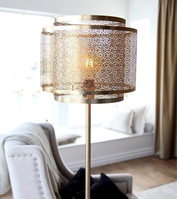 Staande lamp goud By Rydens &apos;Hermine&apos; matt messing E27 157cm