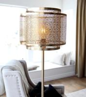 Staande lamp goud By Rydens &apos;Hermine&apos; matt messing E27 157cm - thumbnail