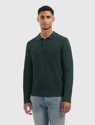 Pure Path Braided Structure Knit Polo Heren Donkergroen - Maat XL - Kleur: Donkergroen | Soccerfanshop