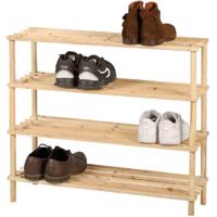 Schoenenrek/schoenenkast - lichtbruin - 12x paar schoenen - hout - 73 x 26 x 68 cm