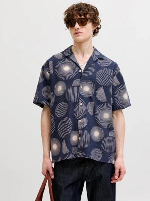 Jack - Jones Jjabstract Print Ss Resort Shirt Overhemd 4922958 Navy Blazer