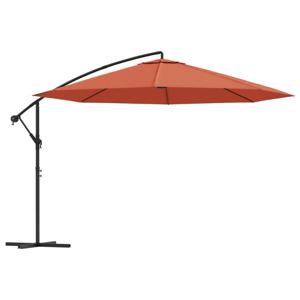 The Living Store Hangende Parasol Terracotta 350x268 cm - UV-Beschermend Polyester - Stabiele Kruisvoet - Exclusief