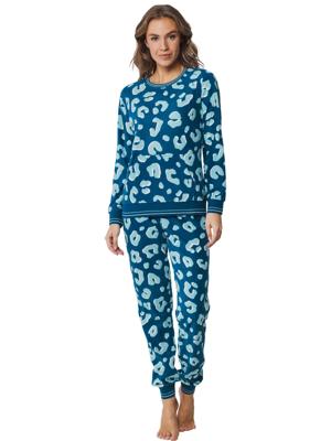Warme pyjama dames Fleece - Laura - Winter pyjama ronde hals met boordjes