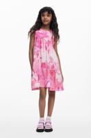 Jurk met geplooide bloemen - RED - 9/10