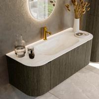 Badmeubel Mondiaz Kurve-Dlux | 120 cm cm | Meubelkleur Shadow | Wastafelkleur Ostra | Solid surface | Wasbak midden spoelbak | 1 kraangat