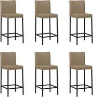 Set van 6 Taupe leren moderne barkrukken Break - poot vierkant zwart - Hermes Leer Mocca (taupe leer)