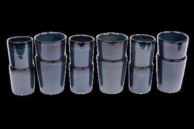 Koffiekopjes set van 12 - 150 ml en 250 ml - 6 persoons - Faro - blauw - Portugees stoneware
