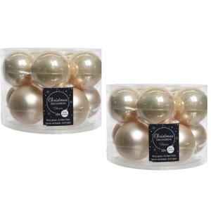 Kerstballen set - 20x - parel/champagne kleur - glas - 6 cm - glans en mat- kerstversiering