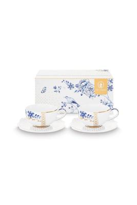 Pip Studio Set/2 Espresso Kop & Schotel Royal White 125ml
