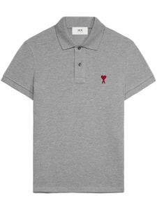 AMI Paris polo en coton à logo brodé - Gris