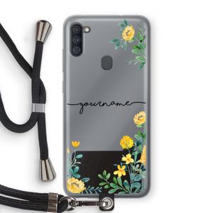 Gele bloemen: Samsung Galaxy A11 Transparant Hoesje met koord