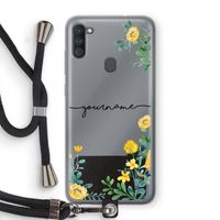 Gele bloemen: Samsung Galaxy A11 Transparant Hoesje met koord