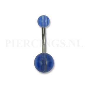 Navelpiercing acryl blauwe streepjes