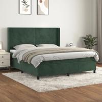 Boxspring met matras fluweel donkergroen 160x200 cm