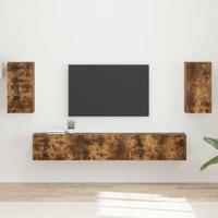 Tv-meubelset Wandgemonteerd 3 pcs Gerookt eiken Bewerkt hout