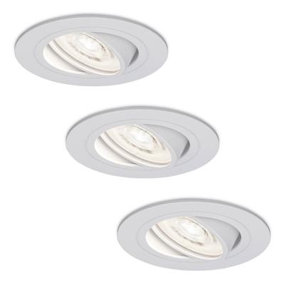 Set van 3 Pittsburg LED inbouwspots - Extra plat 58mm - GU10 LED Module - 6000K daglicht wit - Dimbaar - Rond - Kantelbaar - Voor binnen - Wit