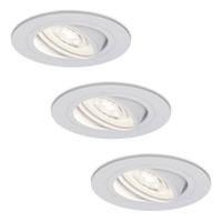 Set van 3 Pittsburg LED inbouwspots - Extra plat 58mm - GU10 LED Module - 6000K daglicht wit - Dimbaar - Rond - Kantelbaar - Voor binnen - Wit