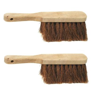 Handveger/stoffer - 2x - hout - kokosvezels - 30 cm - binnen/buiten - droog vuil opvegen