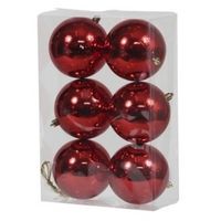 6x Kunststof kerstballen glanzend rood 10 cm kerstboom versiering/decoratie - Kerstbal - thumbnail