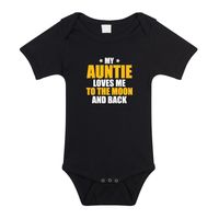 Auntie loves me to the moon tante cadeau baby rompertje zwart jongen/meisje