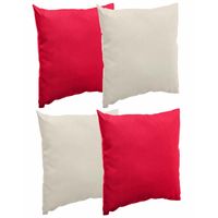 Bank/sier/tuin kussens voor binnen/buiten set 4x stuks beige/rood 40 x 40 cm - thumbnail