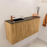 Toiletmeubel Mondiaz Joya Dlux | 91.6 cm | Meubelkleur Oak | Faye wastafel Lava Wasbak Links | 1 kraangat