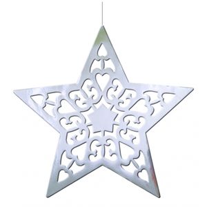 Kerstster hangdecoratie zilver 50 cm   -