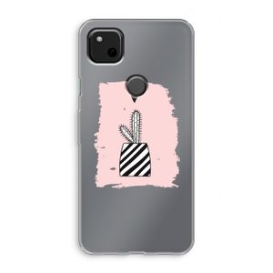 Zwart-wit cactus: Google Pixel 4a Transparant Hoesje