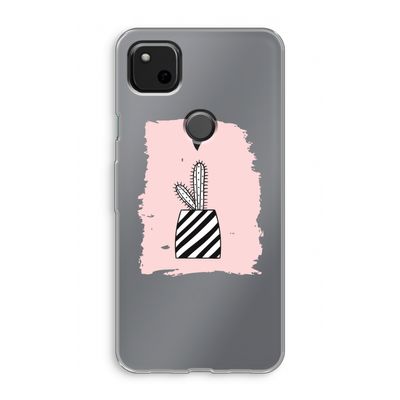 Zwart-wit cactus: Google Pixel 4a Transparant Hoesje