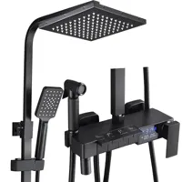 Thermostatische Doucheset - Geborsteld Goud | Messing & ABS | Verstelbare Hoogte | 20 Inch Vierkante Douchekop