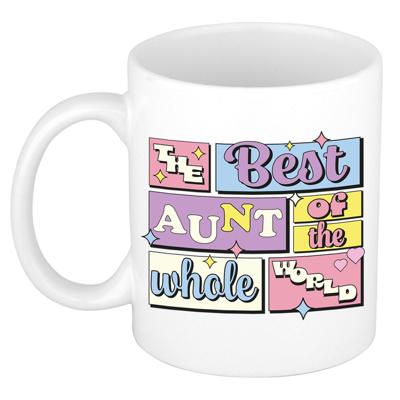 Cadeau koffie/thee mok - de beste tante - van de wereld - wit - 300 ml - keramiek