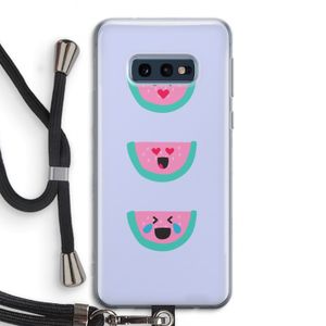 Smiley watermeloen: Samsung Galaxy S10e Transparant Hoesje met koord