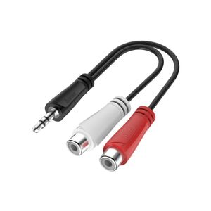 Hama 00200350 Jackplug / Cinch Audio Aansluitkabel [1x Cinch-koppeling - 1x Jackplug male 3,5 mm] 0.15 m Zwart