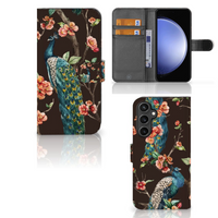 Samsung Galaxy S23 FE Telefoonhoesje met Pasjes Pauw met Bloemen