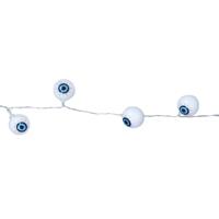 Halloween LED lampjes - oogbal/ogen - op batterijen - 130 cm - griezel uitstraling